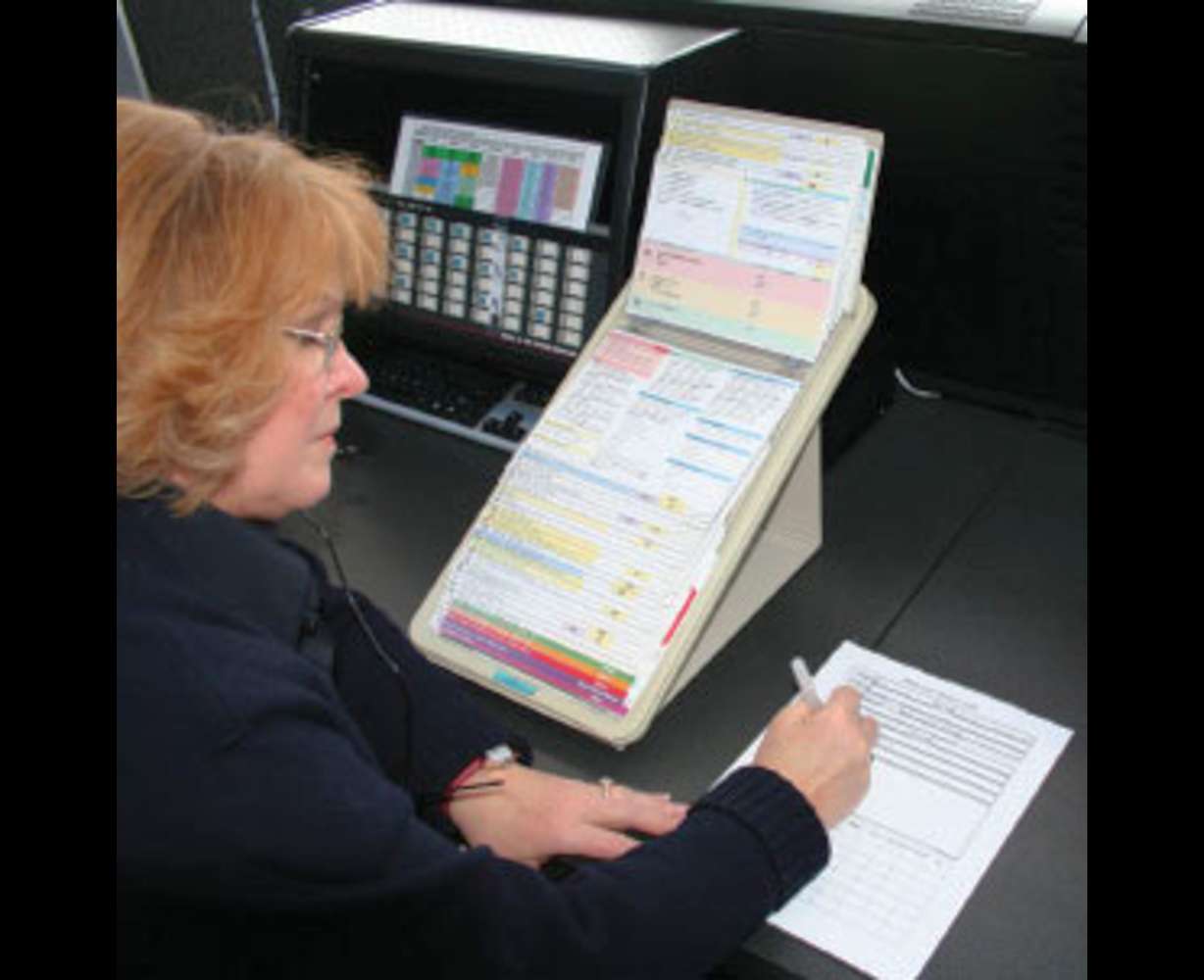 Photo of the the manual emergency protocol list. Most of these lists are accessed via computers now.