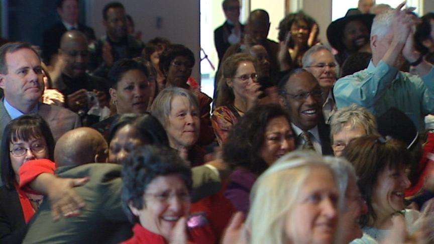 Inauguration ceremony brings tears, cheers and hugs