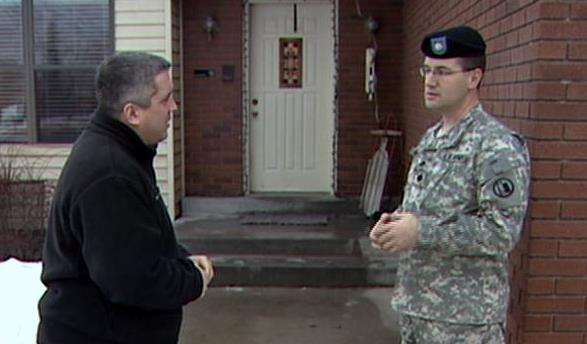 Maj. Hank McIntire talking with KSL's Alex Cabrero