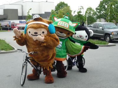 The Vancouver Olympic mascots (L to R): Quatchi, Sumi and Miga.