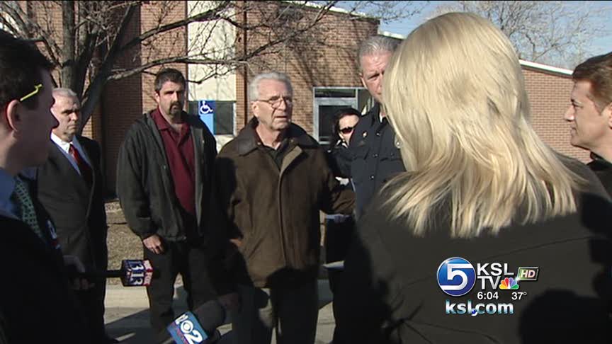 Allan Hooton, Kimberly Marvin's father, talks briefly to the media