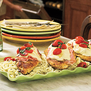 Pan Fried Chicken and Ham Parmesan