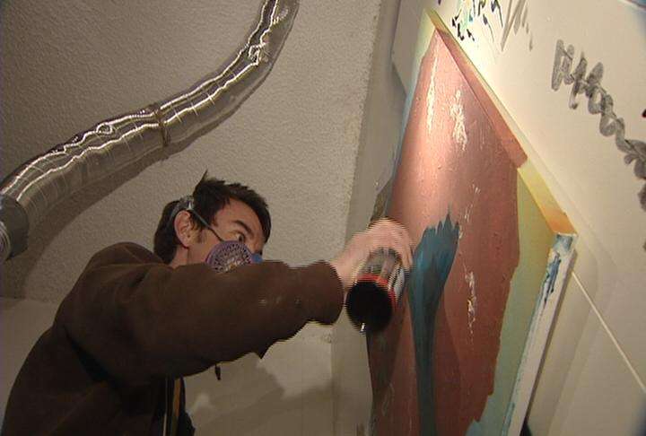 Brody Froelich working on one of his art pieces