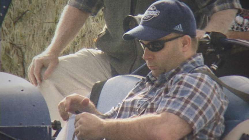 Kirk Babbitt, 37, in his home-built aircraft.