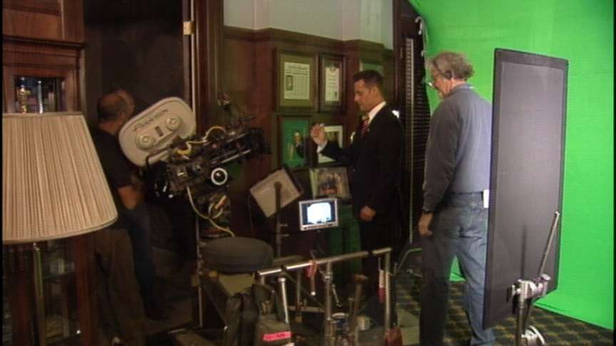 Filming on the set of "Heroes."