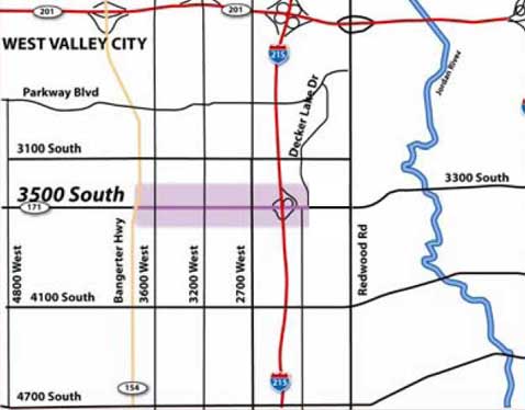 Map of 3500 South reconstruction project